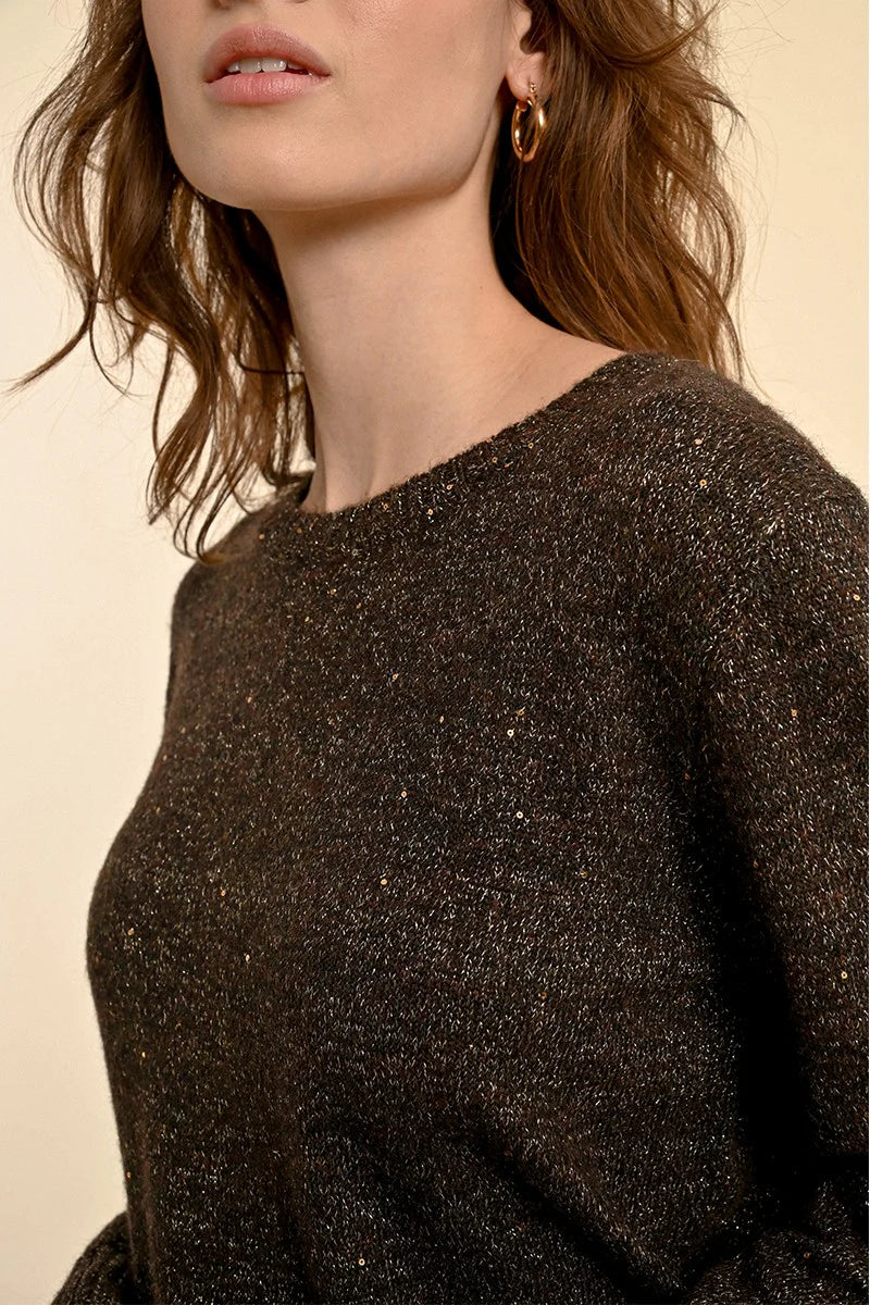 Iridescent Knit Sweater - Chocolate by Molly Bracken — alternate view