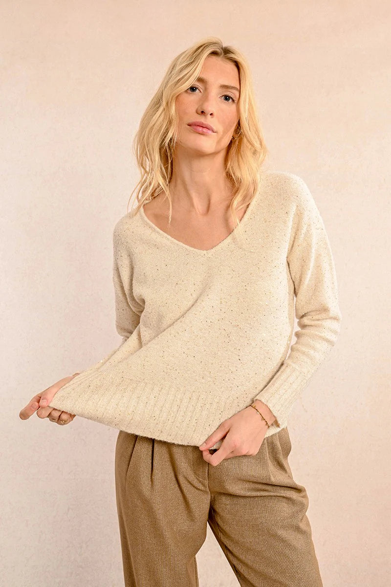 Knit & Sequin Sweater - Off White by Molly Bracken | 25 South Boutiques