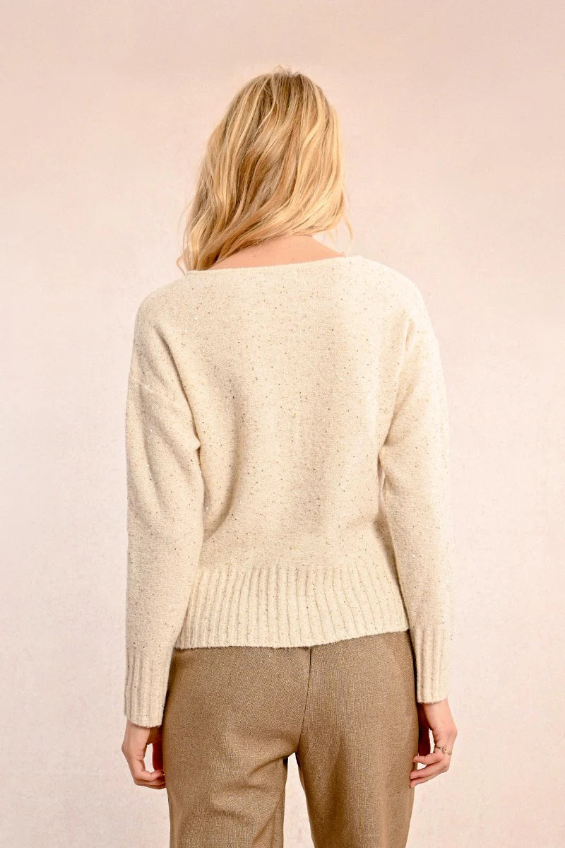 Knit & Sequin Sweater - Off White by Molly Bracken — view 4