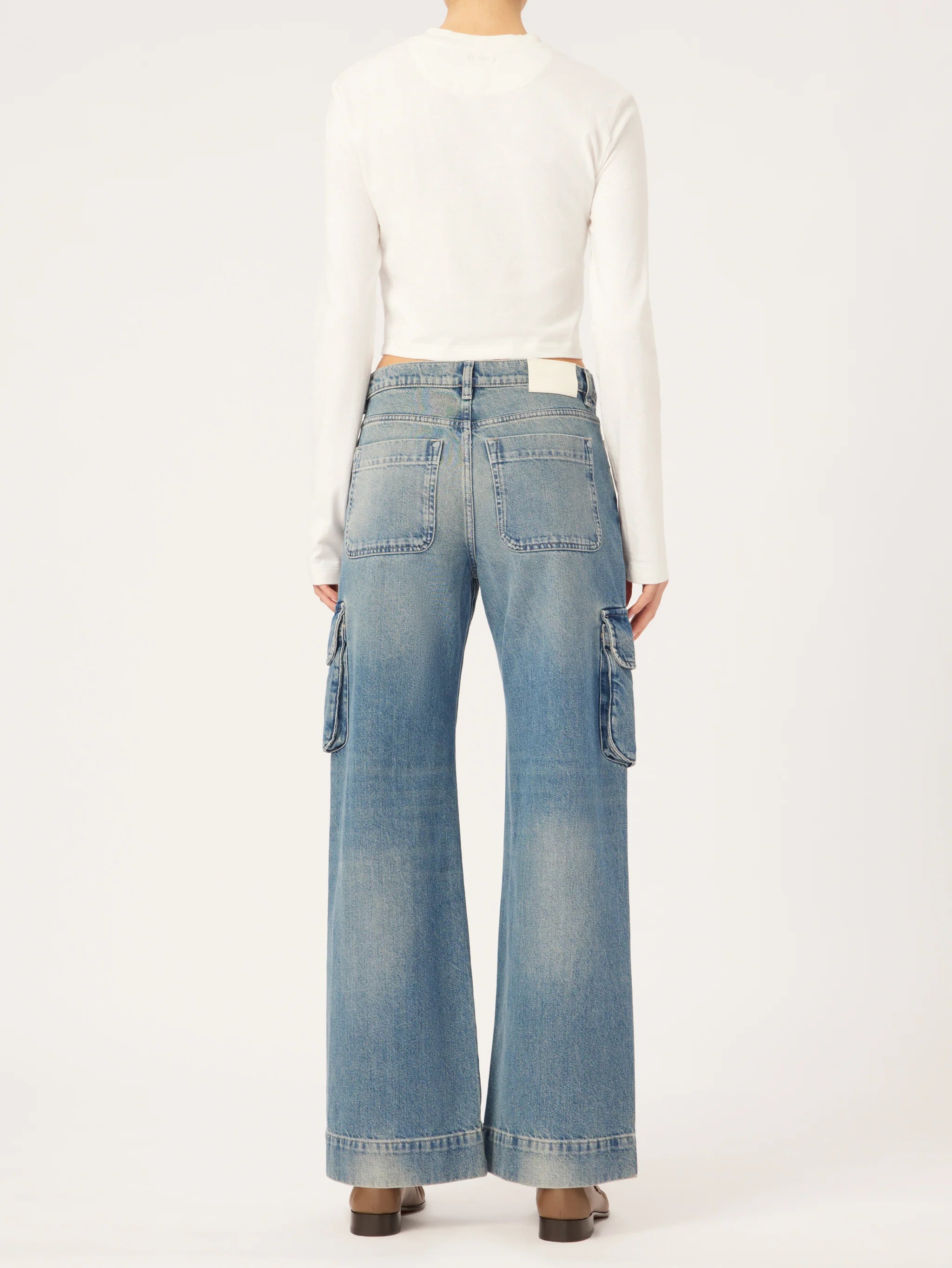 Zoie Wide Leg Low Rise Relaxed Vintage - Aged Mid Cargo by DL1961 — view 4