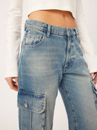 Zoie Wide Leg Low Rise Relaxed Vintage - Aged Mid Cargo by DL1961 — alternate view