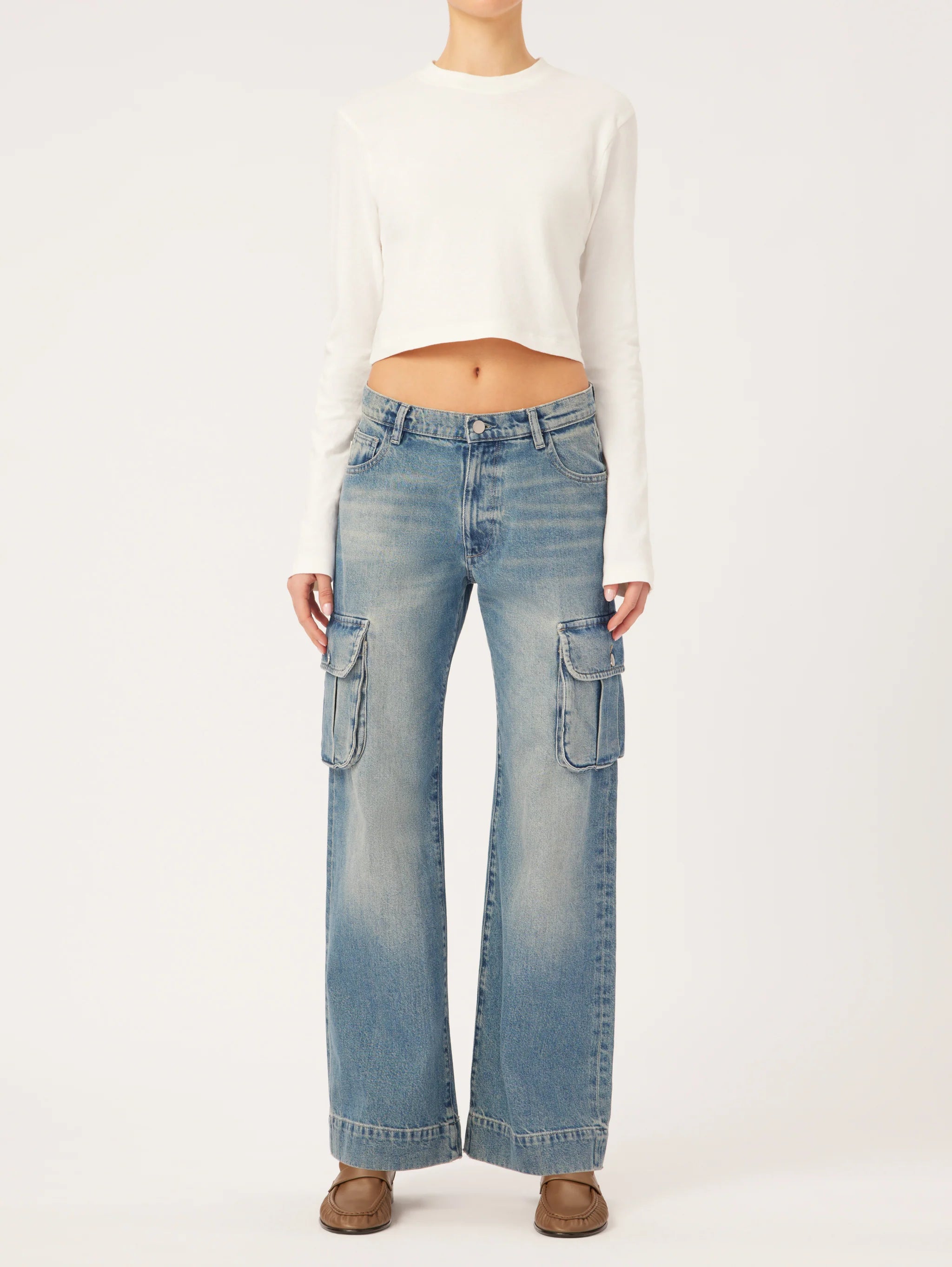 Zoie Wide Leg Low Rise Relaxed Vintage - Aged Mid Cargo by DL1961 | 25 South Boutiques