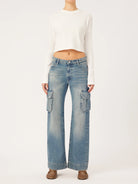 Zoie Wide Leg Low Rise Relaxed Vintage - Aged Mid Cargo by DL1961 | 25 South Boutiques