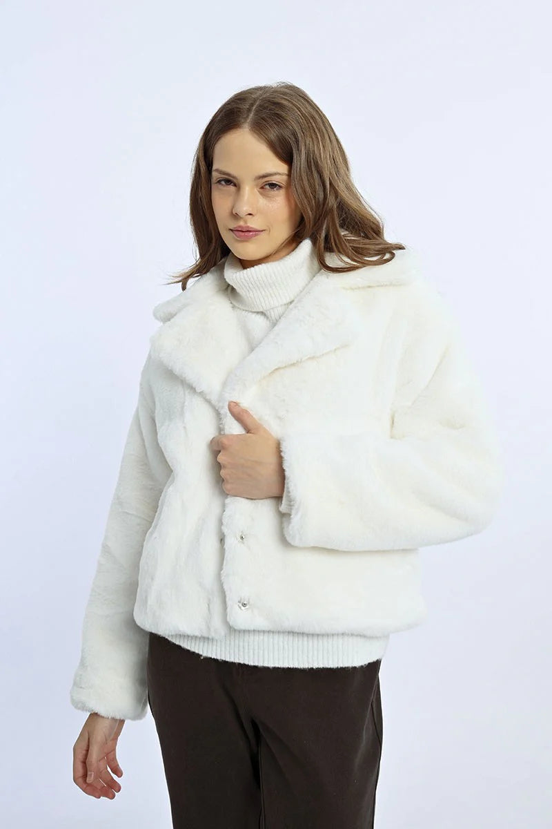 Short Textured Jacket - White by Molly Bracken | 25 South Boutiques