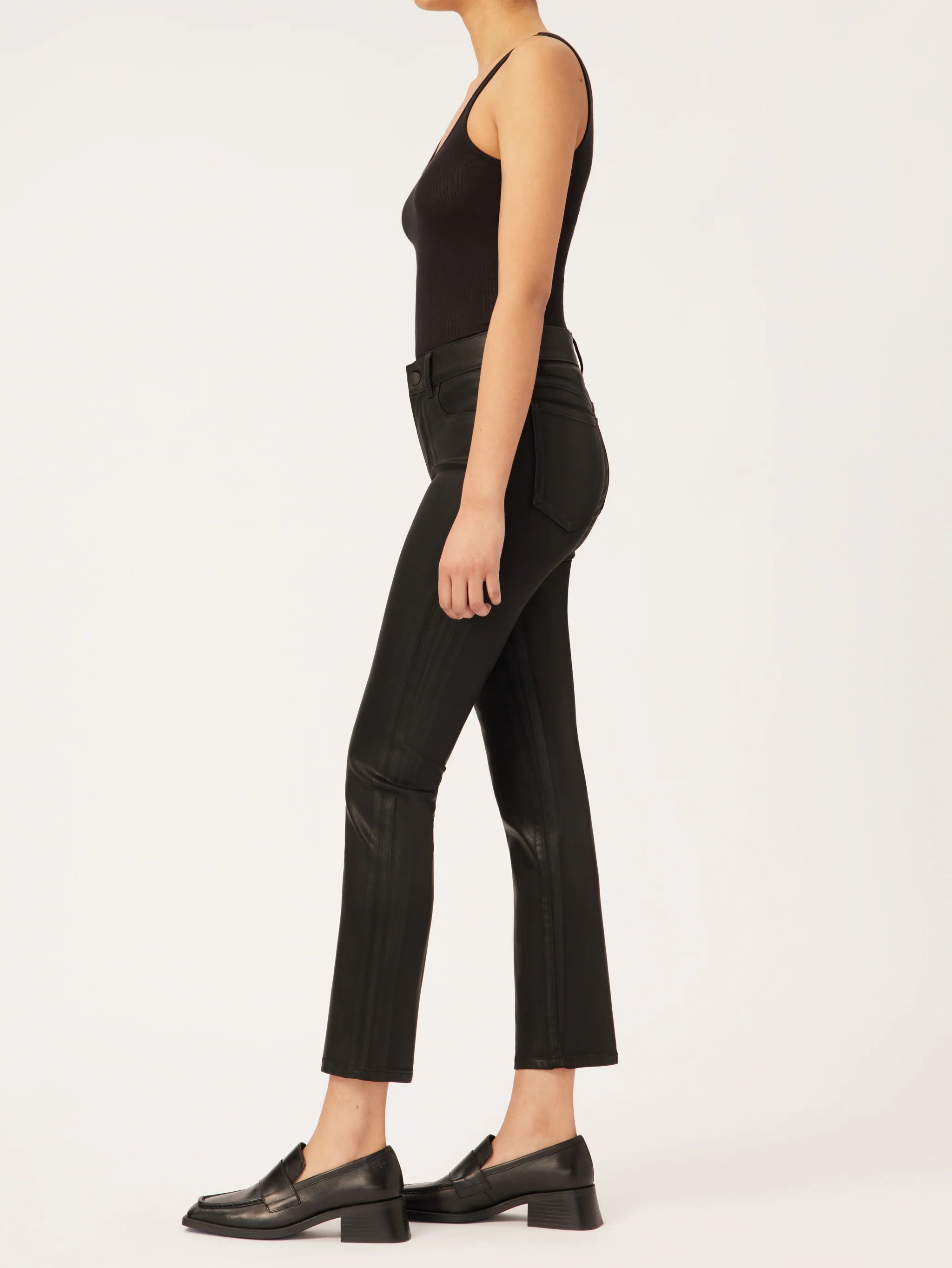 Mara Straight Mid Rise Instasculpt Ankle - Black Coated by DL1961 — view 3
