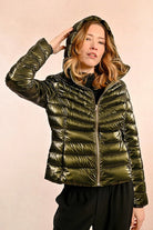 Short Iridescent Down Jacket - Khaki by Molly Bracken | 25 South Boutiques