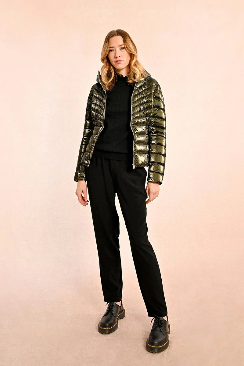Short Iridescent Down Jacket - Khaki by Molly Bracken — view 3