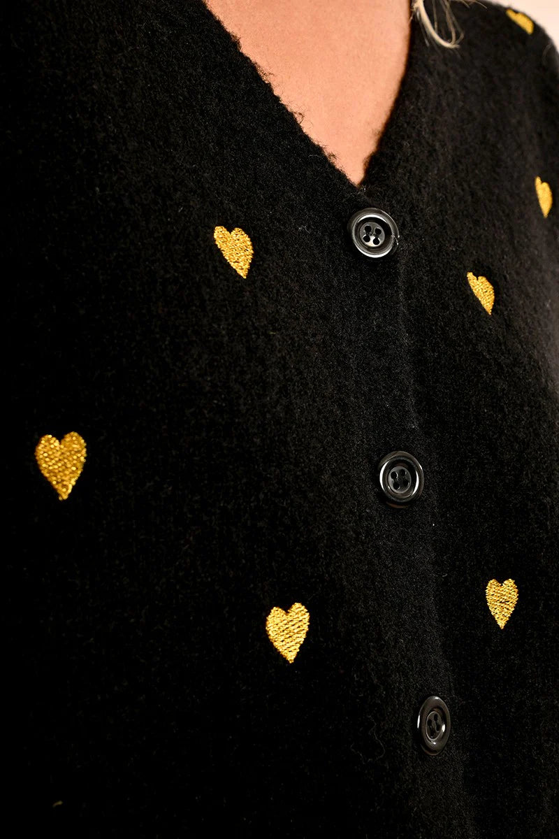 Short V Neck Cardigan - Black by Molly Bracken — view 3