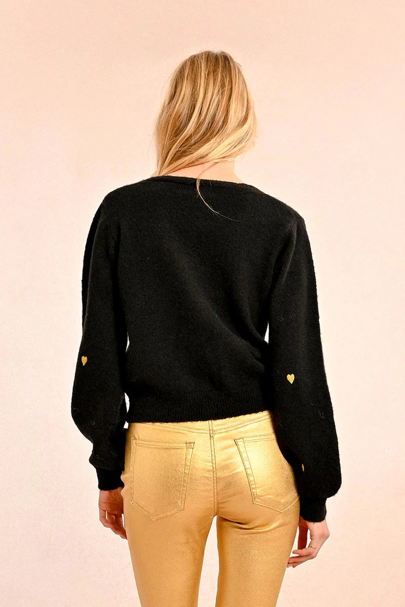 Short V Neck Cardigan - Black by Molly Bracken — view 5