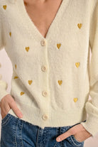 Short V Neck Cardigan - Off White by Molly Bracken — alternate view