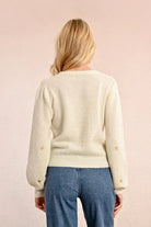 Short V Neck Cardigan - Off White by Molly Bracken — view 4