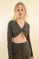 Viscose Tie Bolero - Khaki by Molly Bracken | 25 South Boutiques