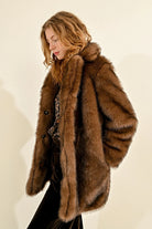 Faux Fur Coat - Brown by Molly Bracken — view 3