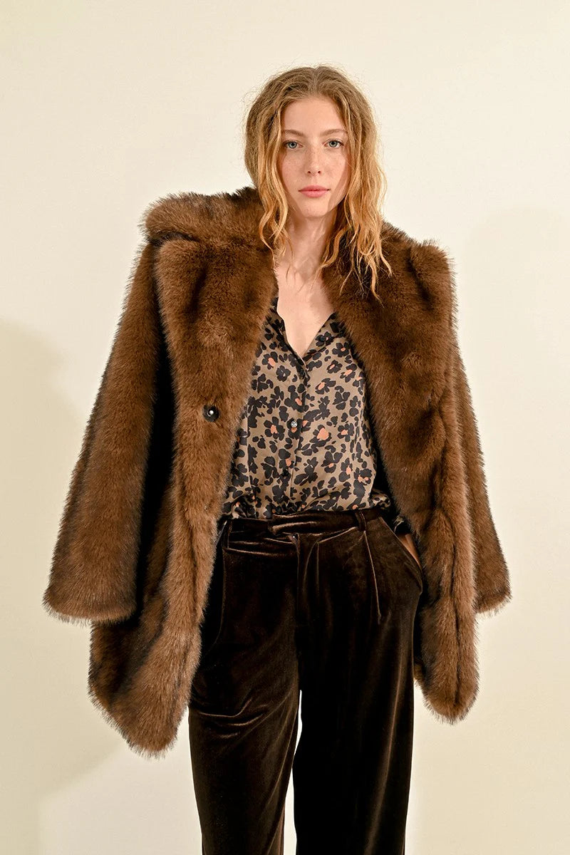 Faux Fur Coat - Brown by Molly Bracken | 25 South Boutiques