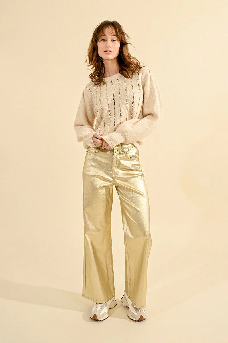 High Waist Coated Pants - Golden Beige by Molly Bracken | 25 South Boutiques