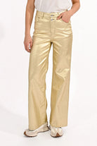 High Waist Coated Pants - Golden Beige by Molly Bracken — view 3