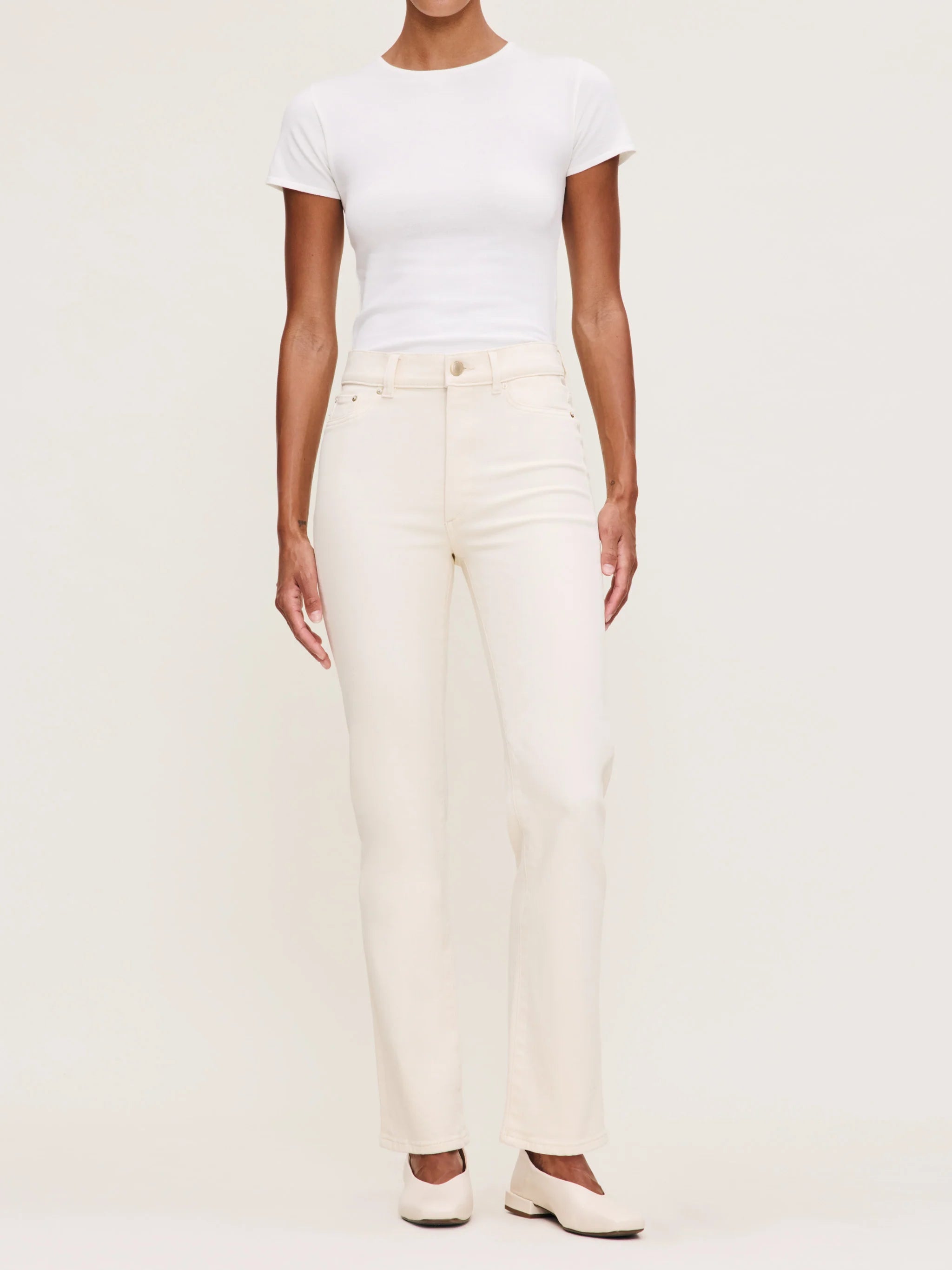 Halle Straight High Rise Instasculpt™ 29" Jeans - Ecru by DL1961 | 25 South Boutiques