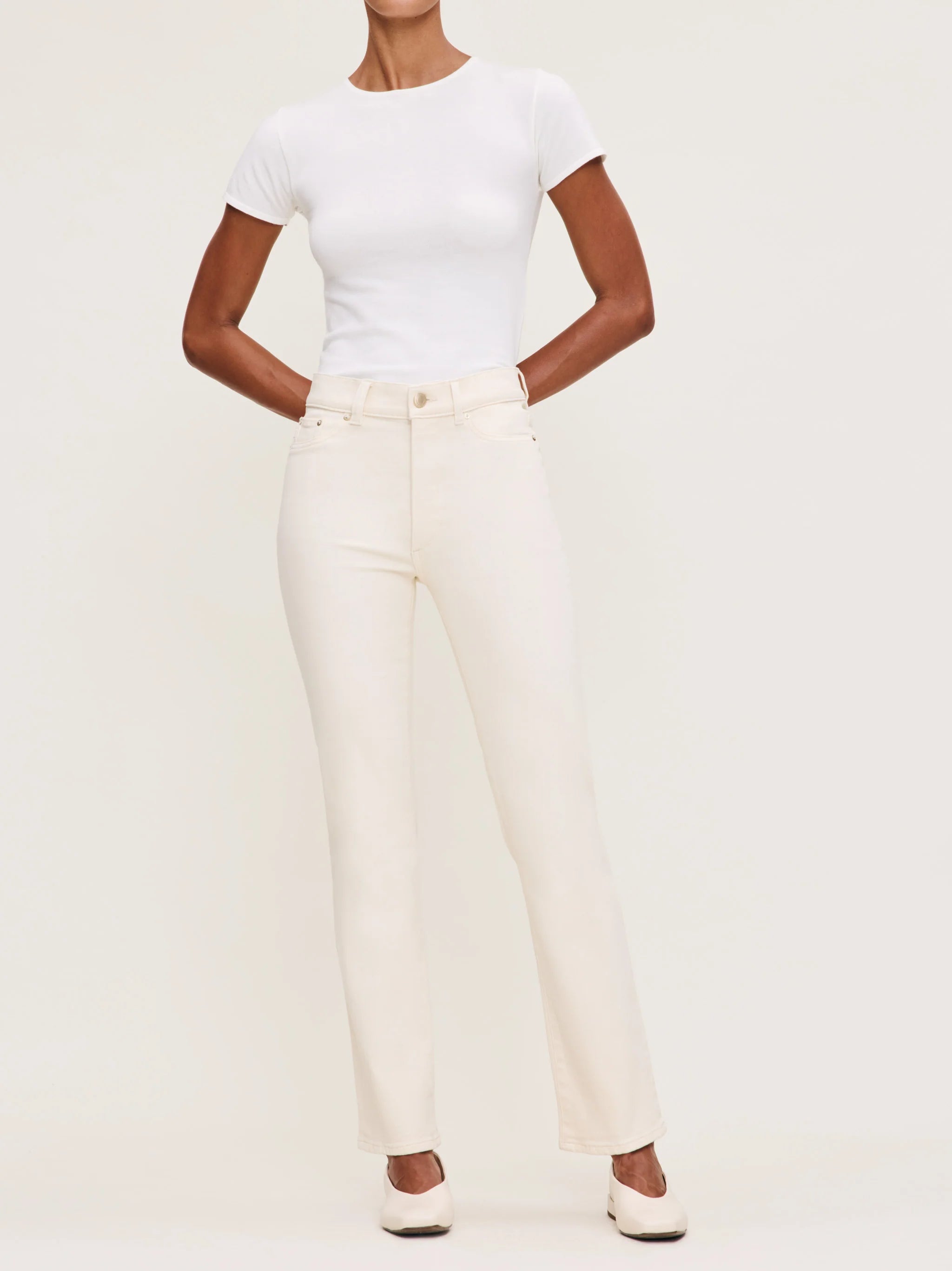 Halle Straight High Rise Instasculpt™ 29" Jeans - Ecru by DL1961 — alternate view