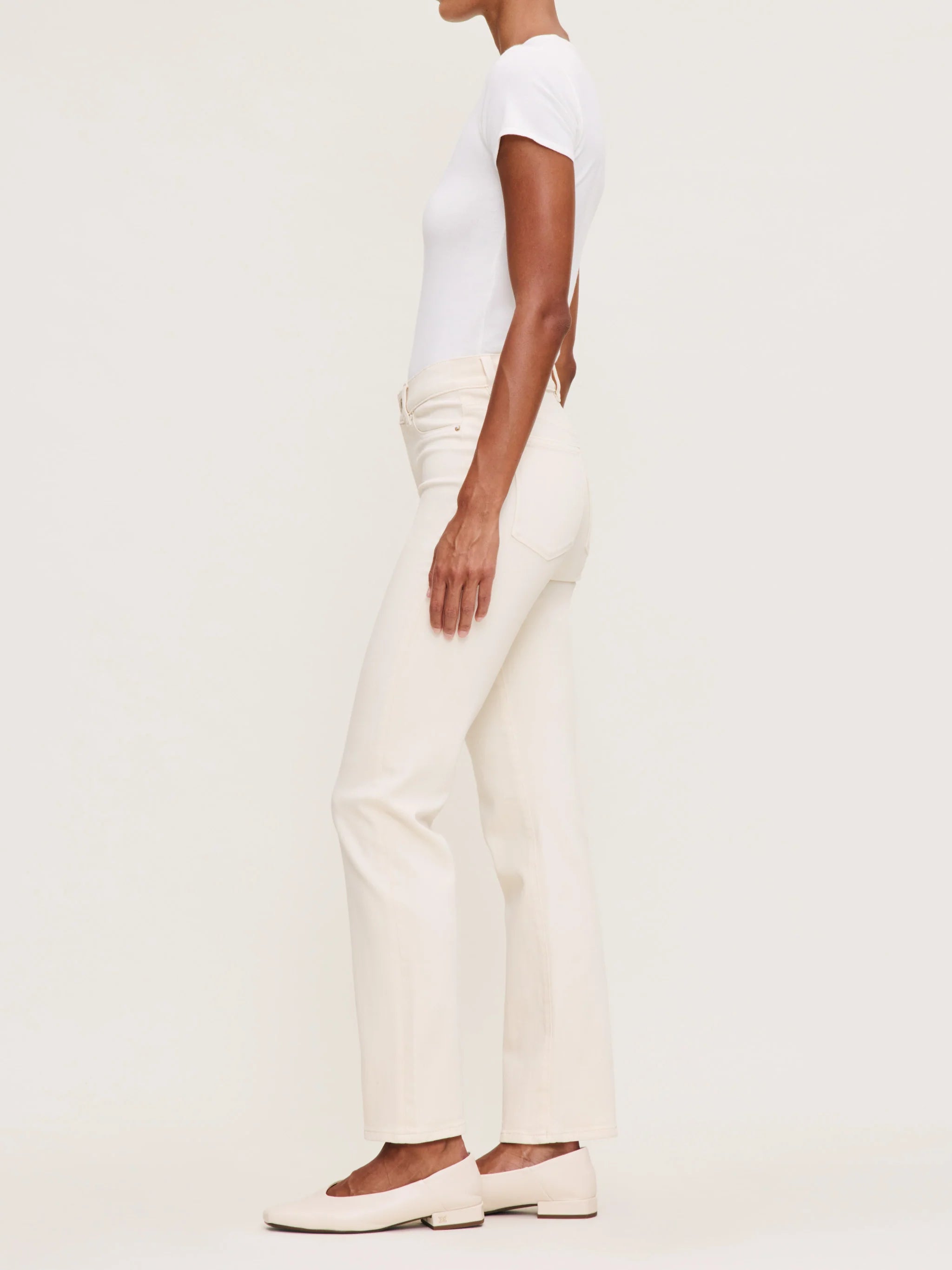 Halle Straight High Rise Instasculpt™ 29" Jeans - Ecru by DL1961 — view 3