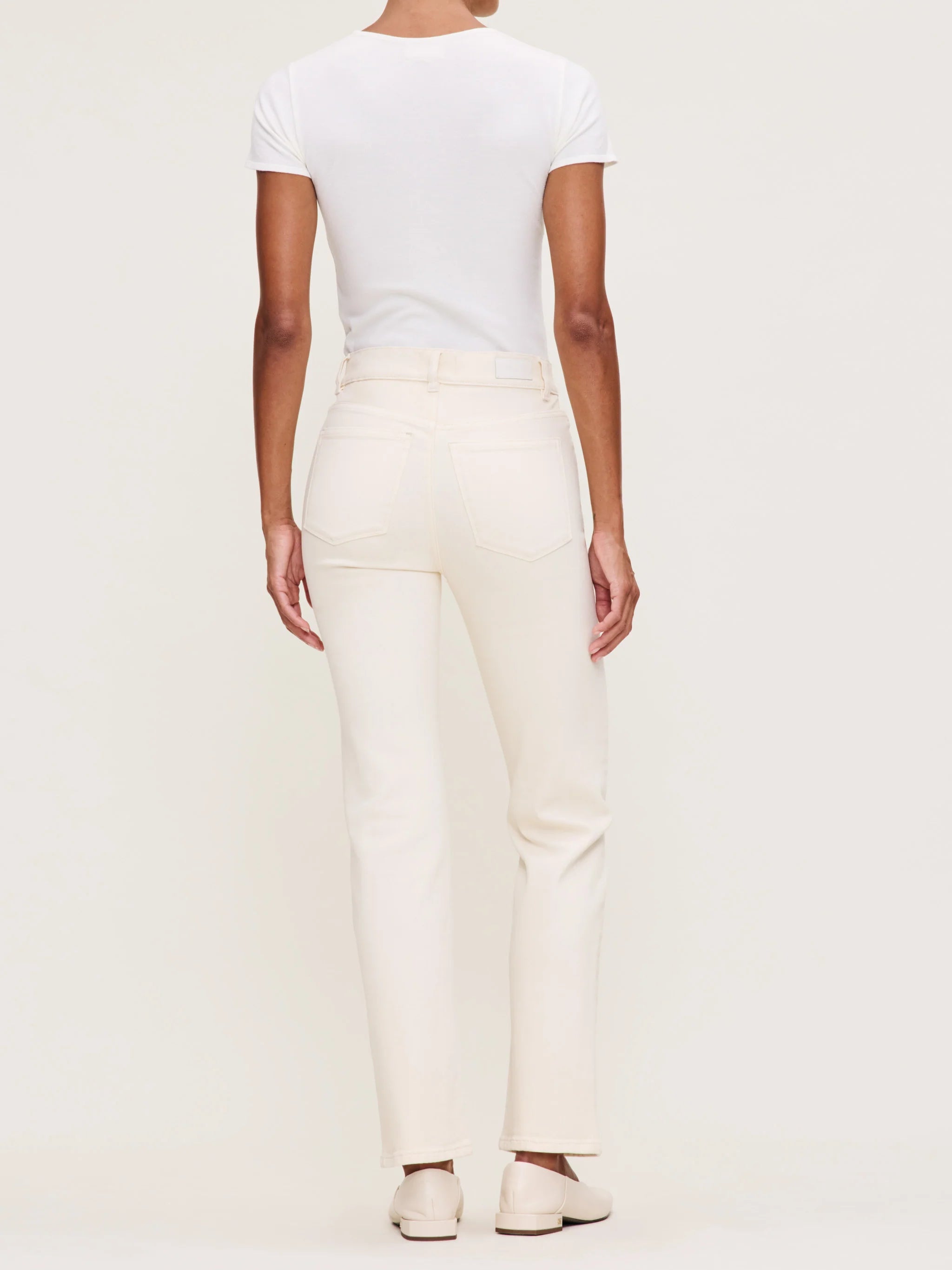 Halle Straight High Rise Instasculpt™ 29" Jeans - Ecru by DL1961 — view 4