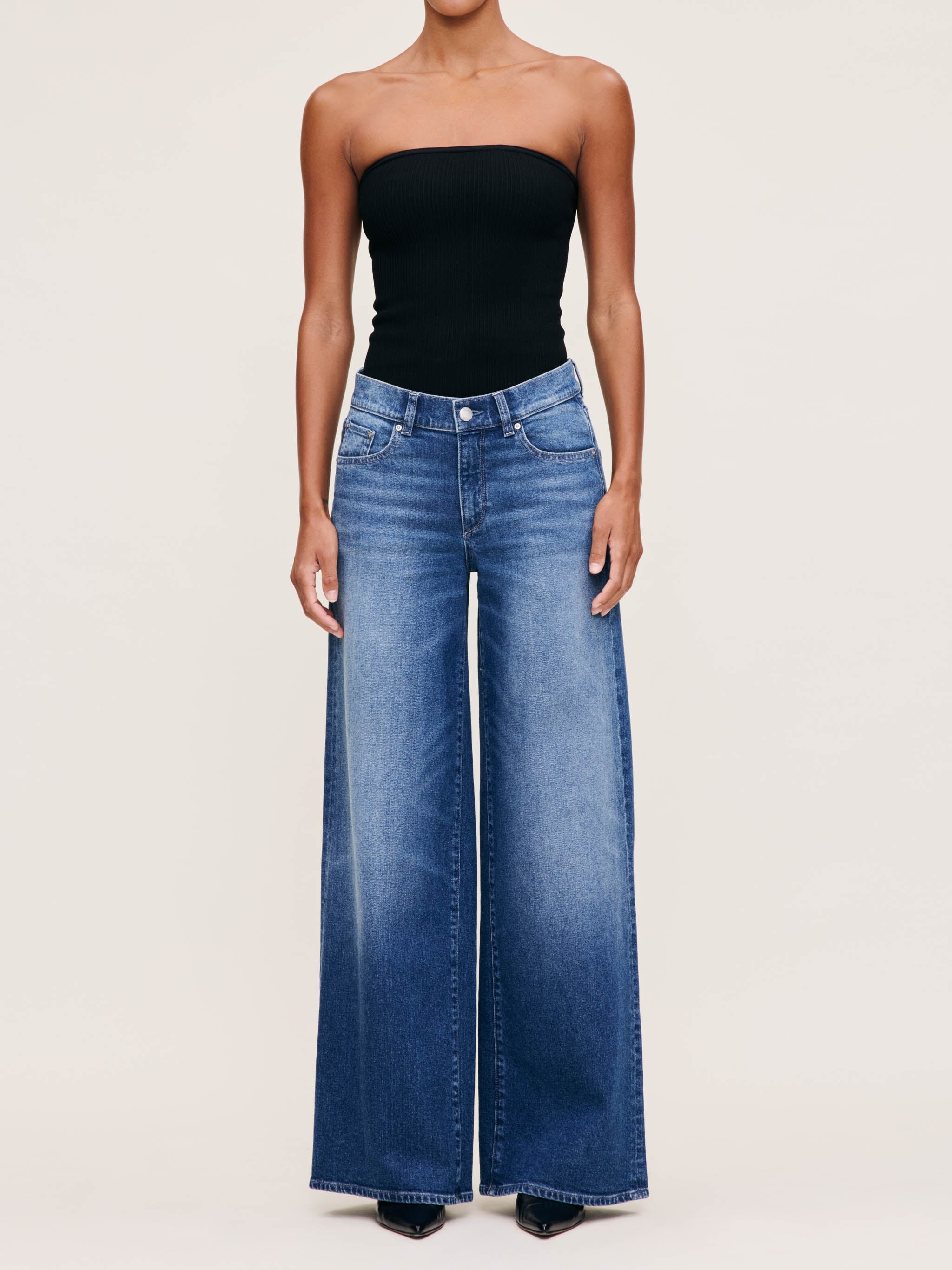 Hepburn Wide Leg Mid Rise 32" Jeans - Blue Harbor by DL1961 | 25 South Boutiques