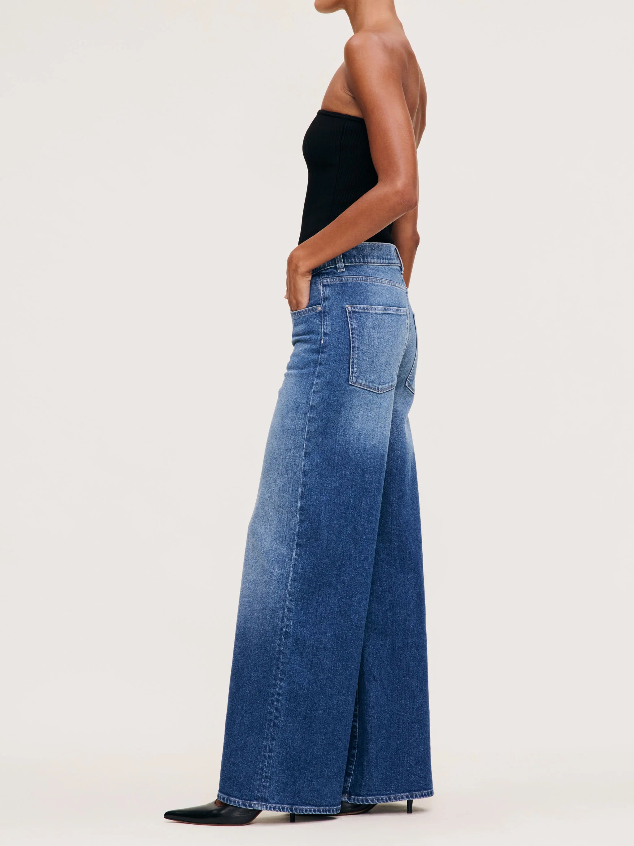 Hepburn Wide Leg Mid Rise 32" Jeans - Blue Harbor by DL1961 — alternate view