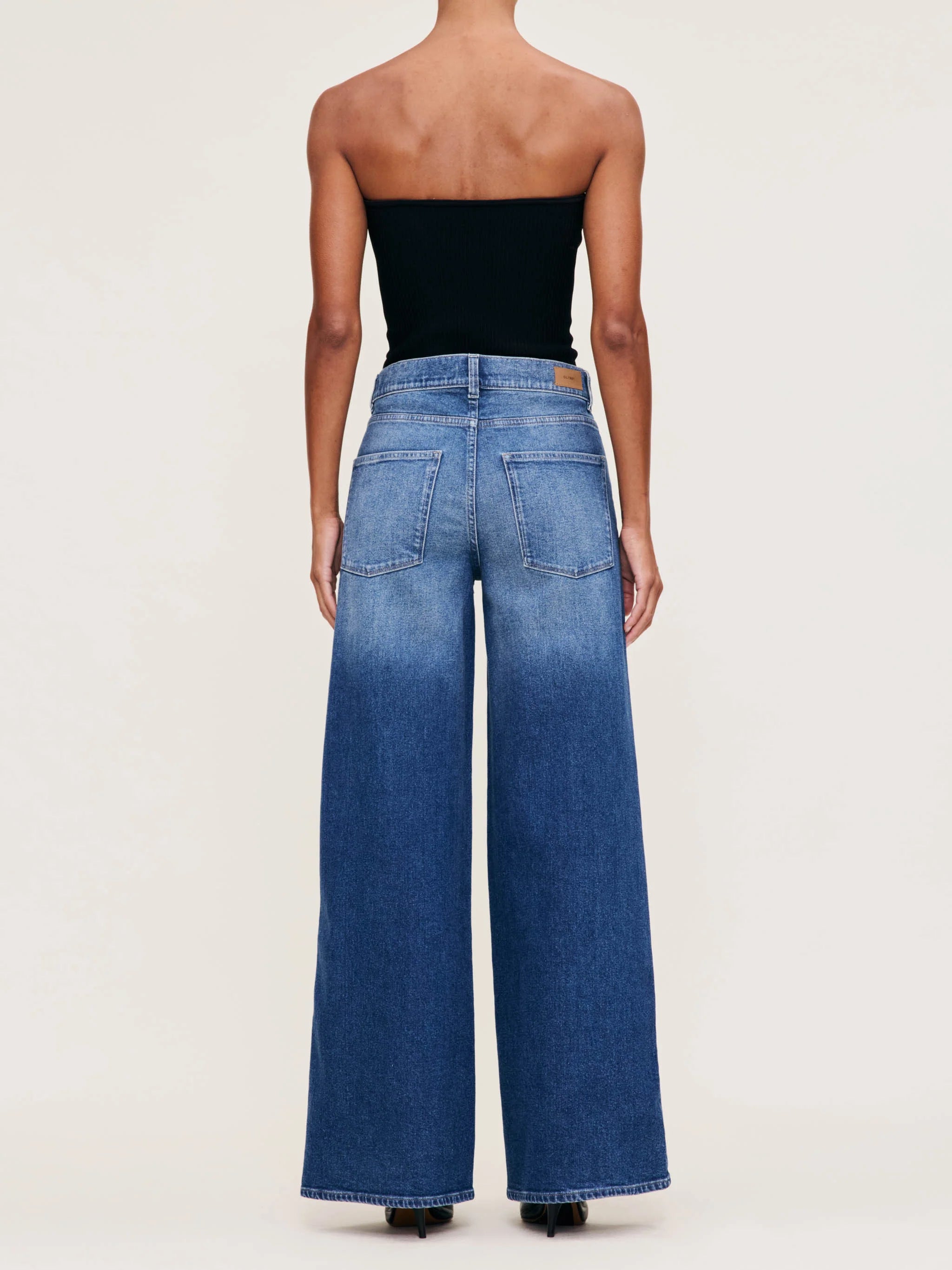 Hepburn Wide Leg Mid Rise 32" Jeans - Blue Harbor by DL1961 — view 3