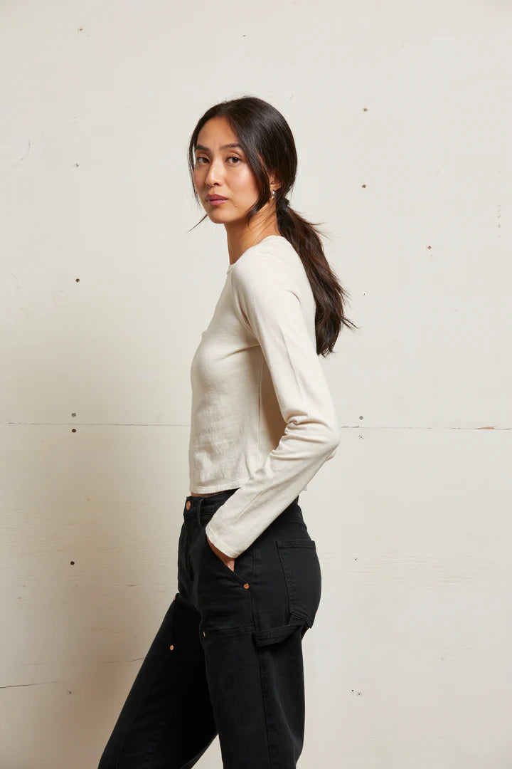 Jamie Cotton Long Sleeve Crew - Sugar by perfectwhitetee — alternate view