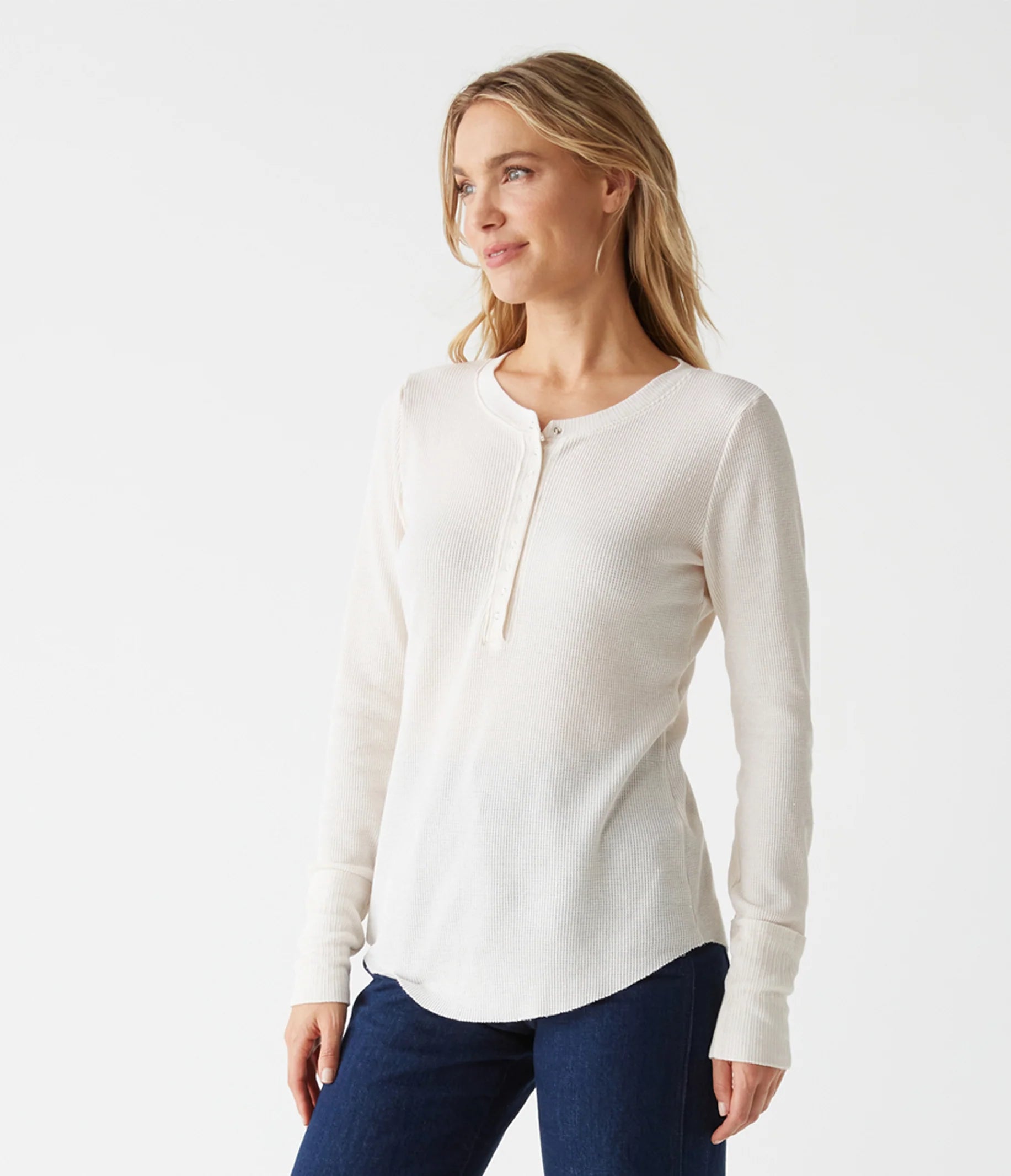 Regan Thermal Henley Tee - Chalk by Michael Stars | 25 South Boutiques