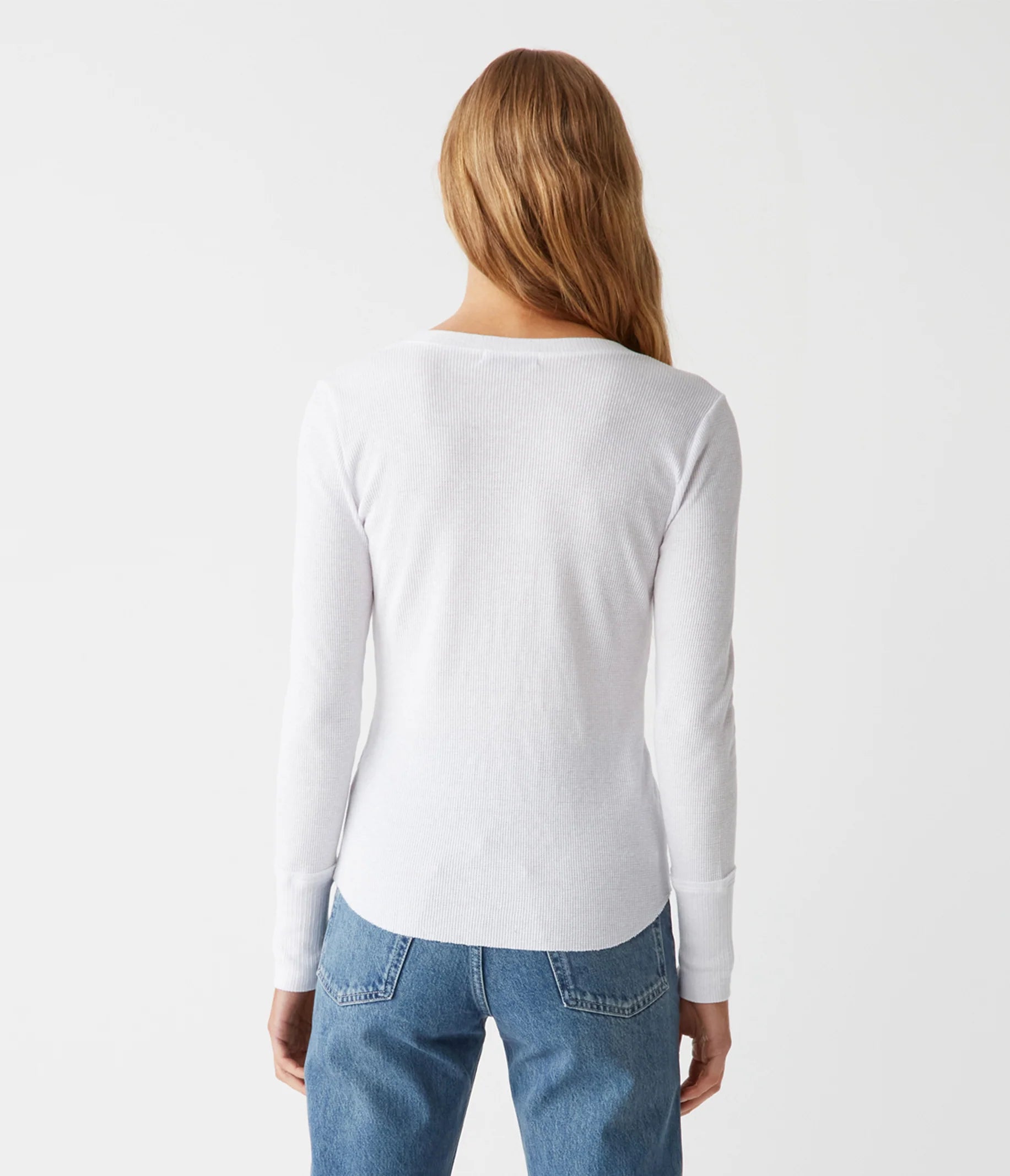 Regan Thermal Henley Tee - White by Michael Stars — alternate view