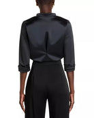 Amatista Satin Jacket - Black by Chiara Boni — view 3