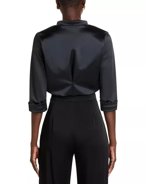 Amatista Satin Jacket - Black by Chiara Boni — view 3