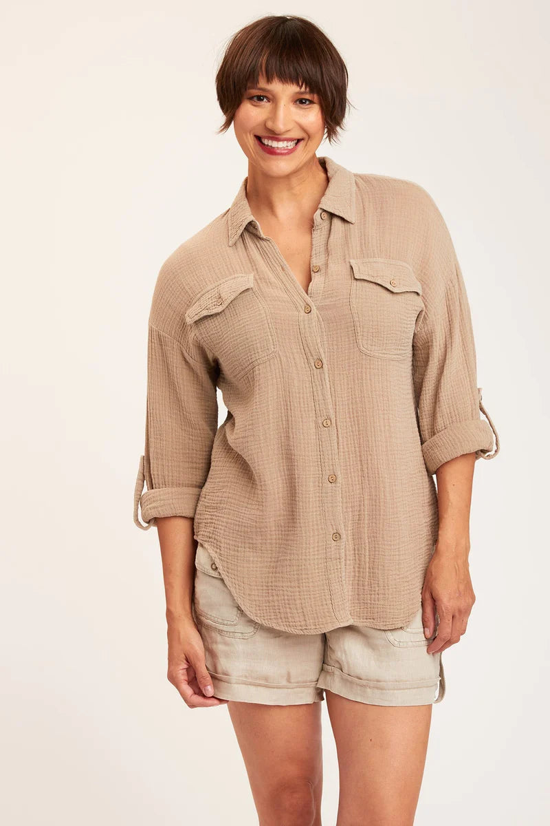 Wendell Button Up Shirt - Merino Wool Pigment by XCVI | 25 South Boutiques