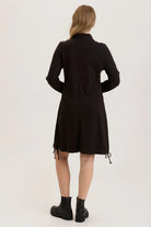 Fleece Funnel-Neck Longcoat - Black by XCVI — view 3