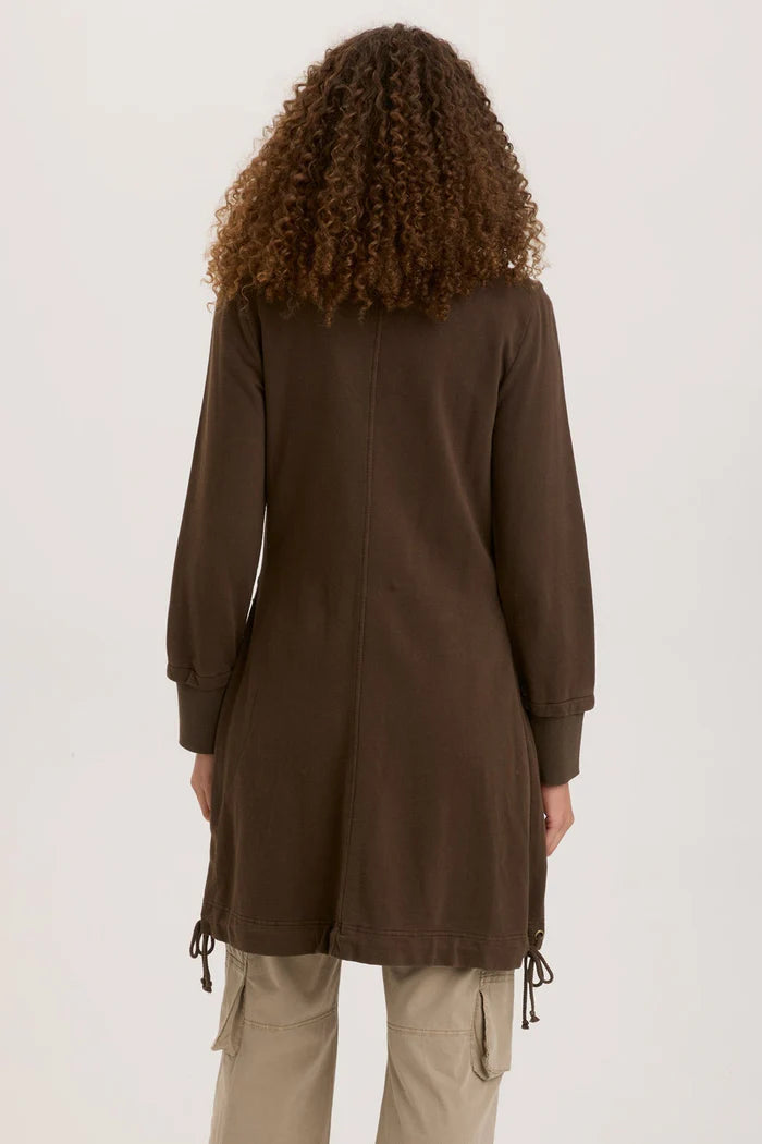 Fleece Funnel Neck Longcoat - Boxwood Pigment by XCVI — view 4