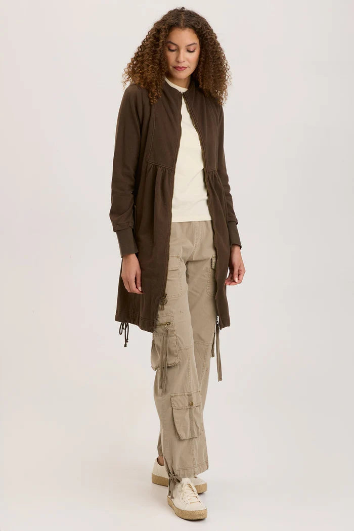 Fleece Funnel Neck Longcoat - Boxwood Pigment by XCVI — alternate view