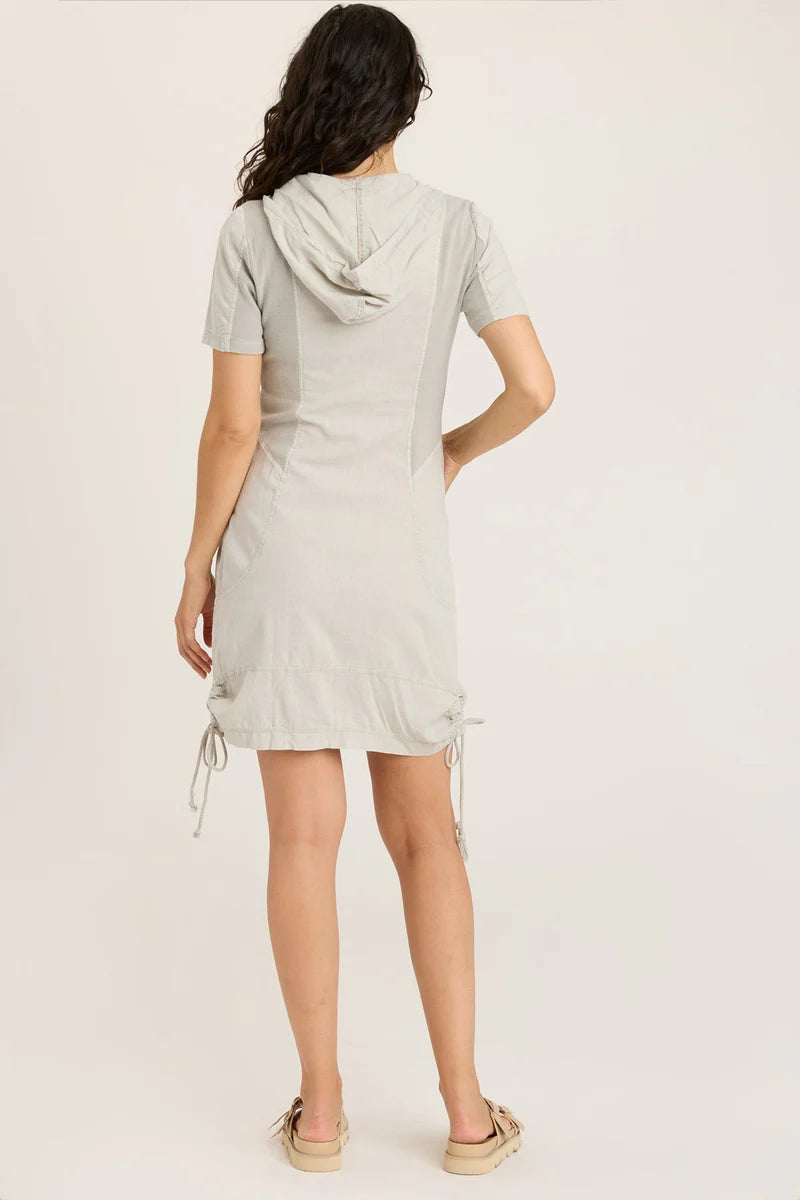Linen Lenchen Hooded Jacket Dress - Whitecap Pigment by XCVI — view 3