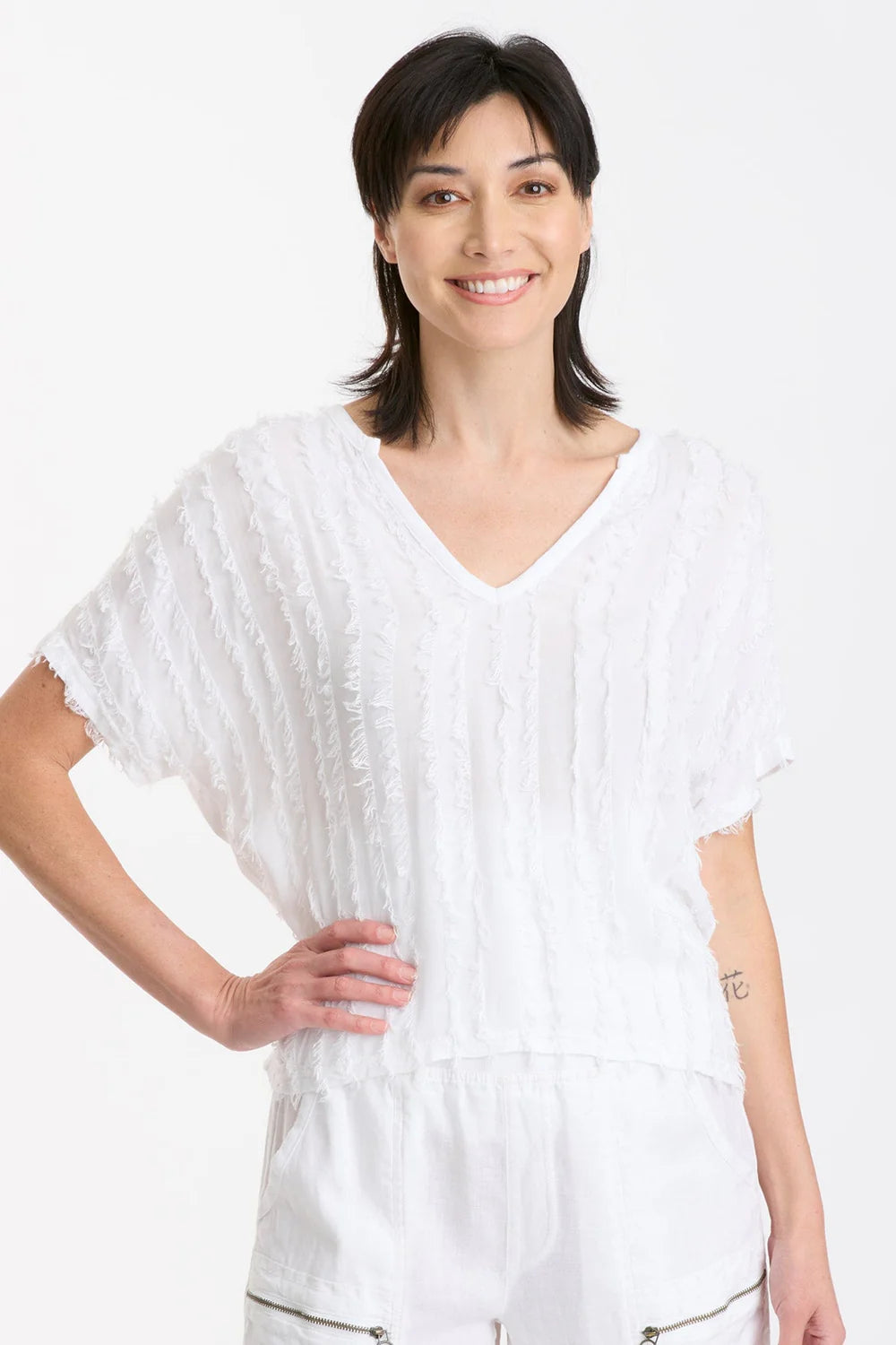 Jarvis V Neck - White by XCVI | 25 South Boutiques