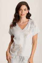Jolina Twill Embroidered Shirt - Grey Marble by XCVI | 25 South Boutiques