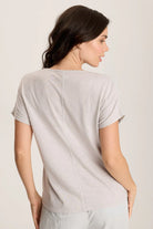 Jolina Twill Embroidered Shirt - Grey Marble by XCVI — view 3