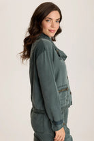 Oziel Twill Utility Jacket - Silken Pine Pigment by XCVI — alternate view