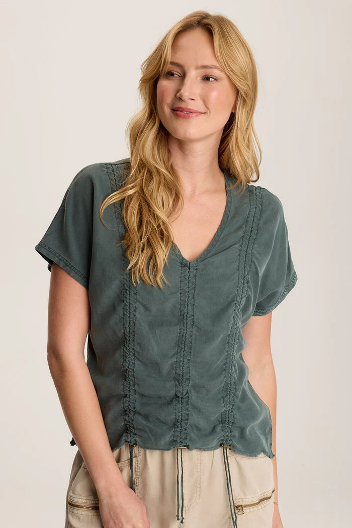 Werner Twill Ruched Cord Top - Silken Pine by XCVI | 25 South Boutiques