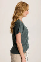 Werner Twill Ruched Cord Top - Silken Pine by XCVI — alternate view