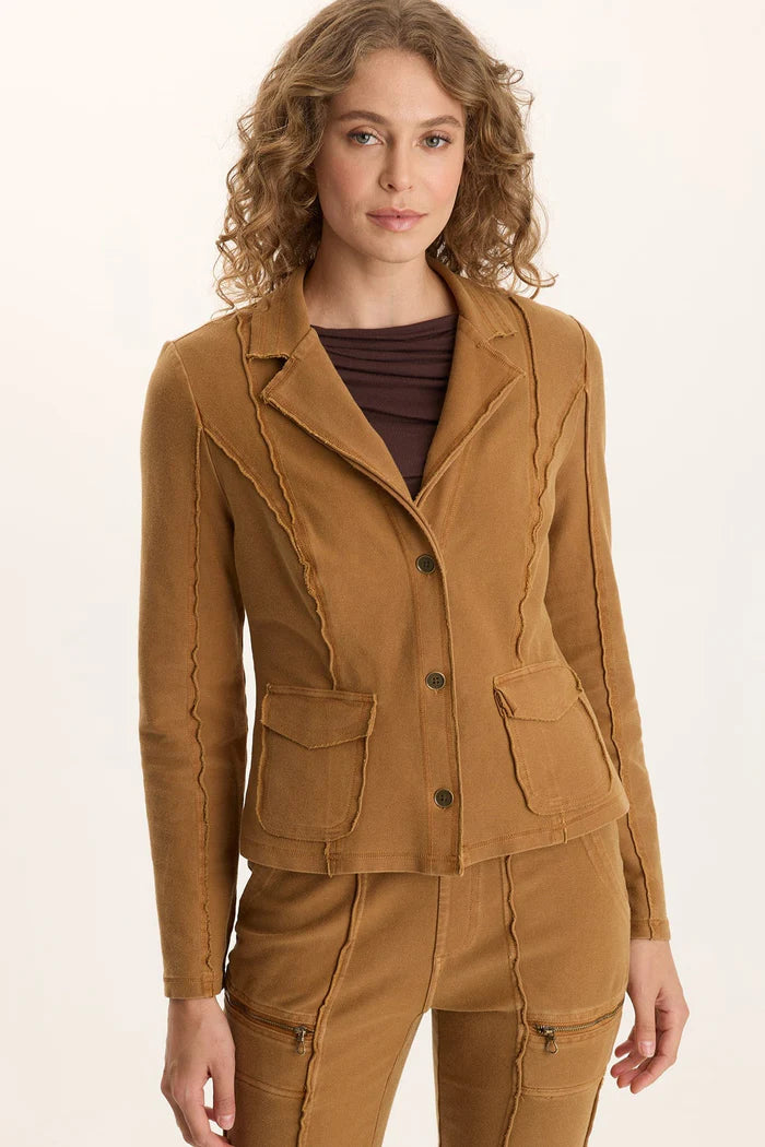 Dunne Twill Knit Stretch Blazer - Goldenrod Pigment by XCVI | 25 South Boutiques