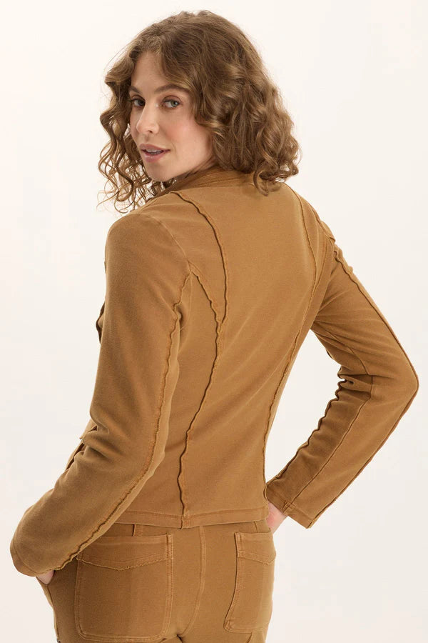 Dunne Twill Knit Stretch Blazer - Goldenrod Pigment by XCVI — view 3