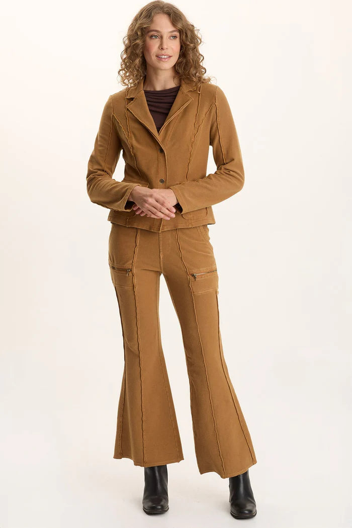 Dunne Twill Knit Stretch Blazer - Goldenrod Pigment by XCVI — view 4