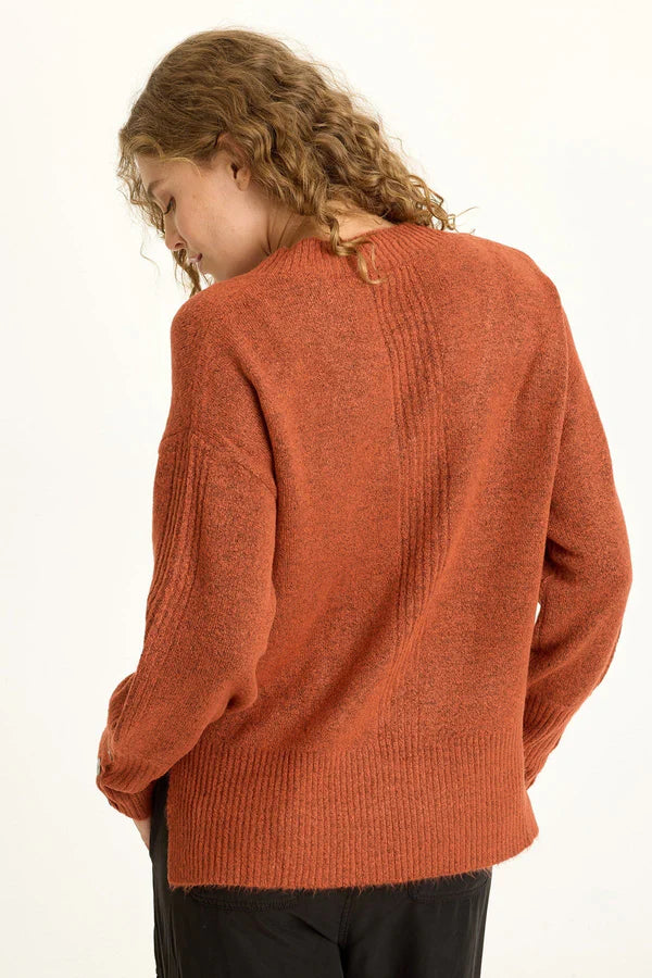 Bronte Relaxed V Neck Knit Sweater - Sprightly Poppy by XCVI — view 3