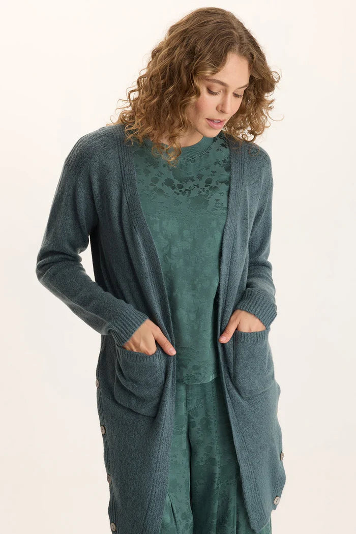 Bayek Open Front Long Cardigan - Blue Oasis by XCVI | 25 South Boutiques