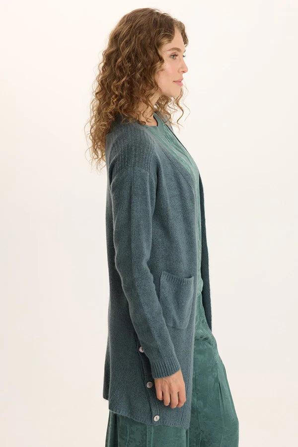 Bayek Open Front Long Cardigan - Blue Oasis by XCVI — alternate view