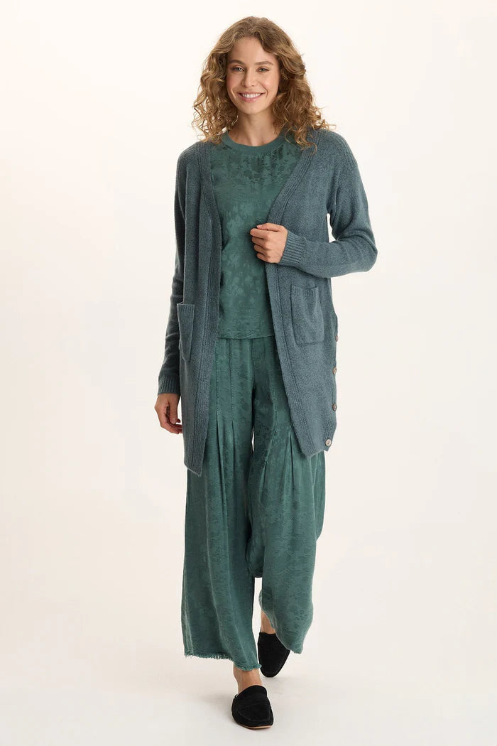 Bayek Open Front Long Cardigan - Blue Oasis by XCVI — view 4